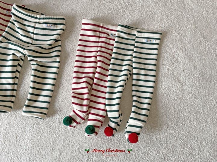 Hi Byebebe - Korean Children Fashion - #Kfashion4kids - Bebe Merry Mink Stripe Foot Leggings - 10