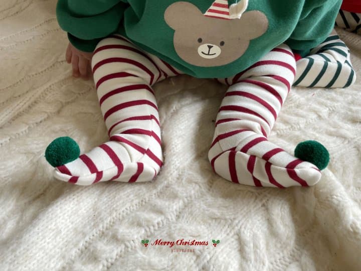 Hi Byebebe - Korean Children Fashion - #childofig - Bebe Merry Mink Stripe Foot Leggings