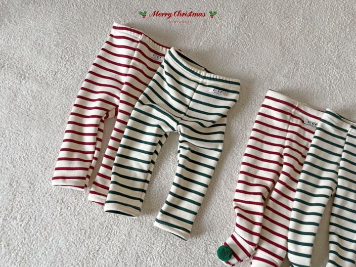 Hi Byebebe - Korean Children Fashion - #todddlerfashion - Bebe Merry Mink Stripe Leggings - 9