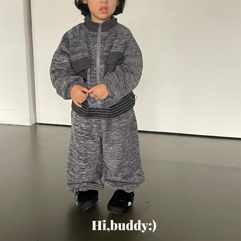 Hi buddy - Korean Children Fashion - #childrensboutique - Two-tone Fleece String Pants - 8