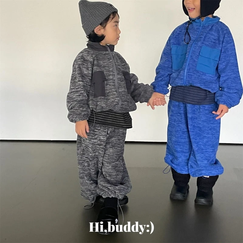 Hi buddy - Korean Children Fashion - #littlefashionista - Two-tone Fleece String Pants - 2