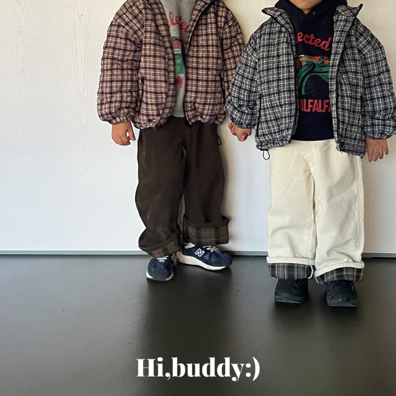 Hi buddy - Korean Children Fashion - #todddlerfashion - Corduroy Check Pants - 2