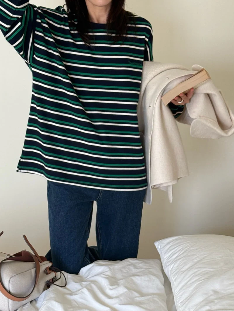 Hiyann - Korean Women Fashion - #momslook - Sand Stripe Tee - 9