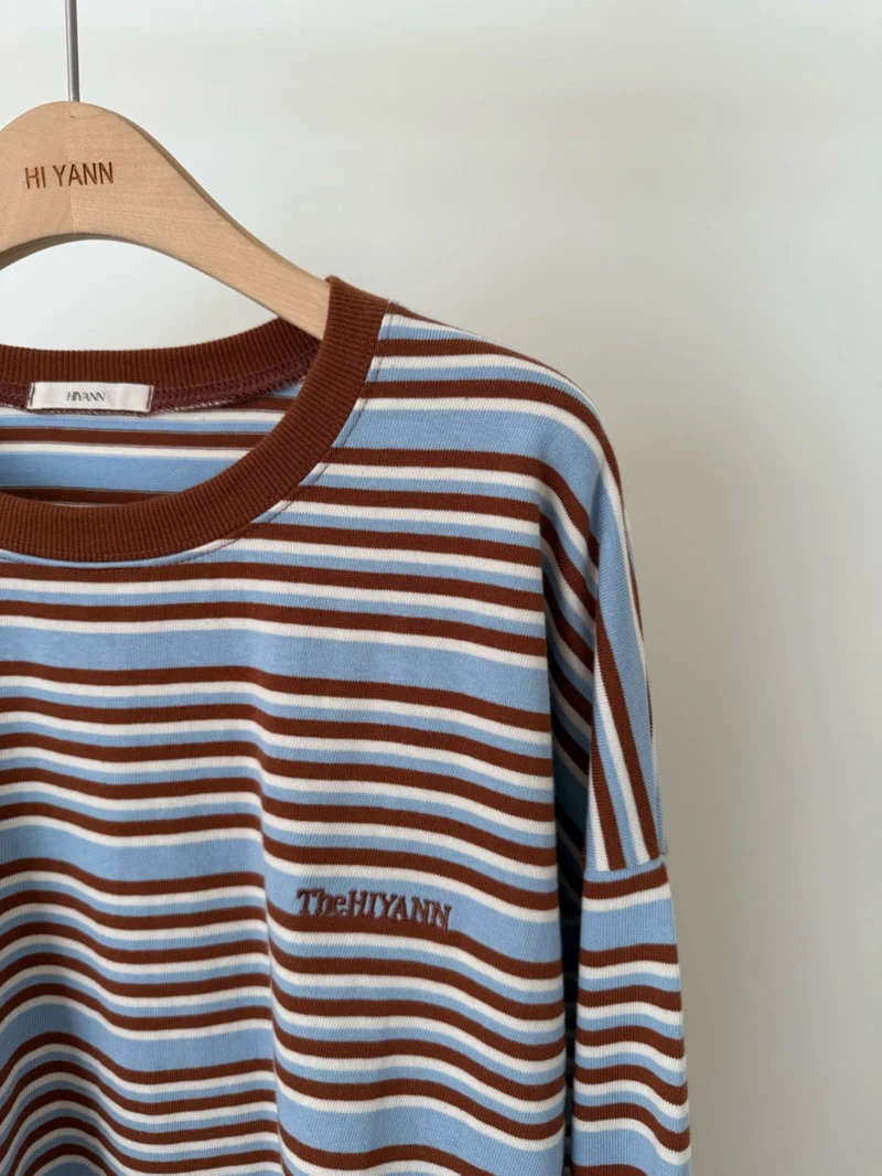 Hiyann - Korean Women Fashion - #restrostyle - Sand Stripe Tee - 2