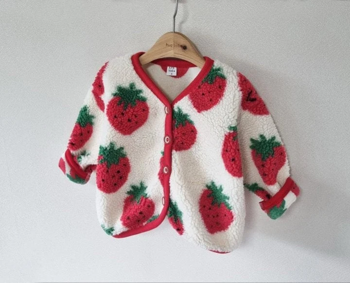 Hug Bebe - Korean Baby Fashion - #babylifestyle - Fleece Strawberry Jacket - 2