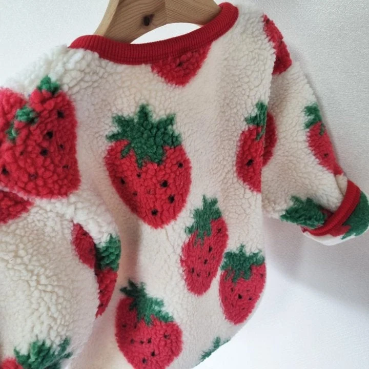 Hug Bebe - Korean Baby Fashion - #babyoninstagram - Fleece Strawberry Jacket - 4