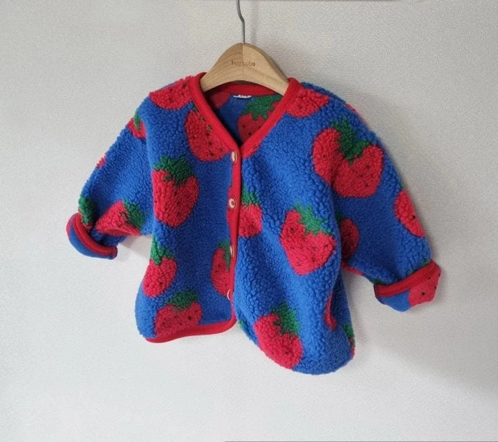 Hug Bebe - Korean Baby Fashion - #babyoutfit - Fleece Strawberry Jacket - 5