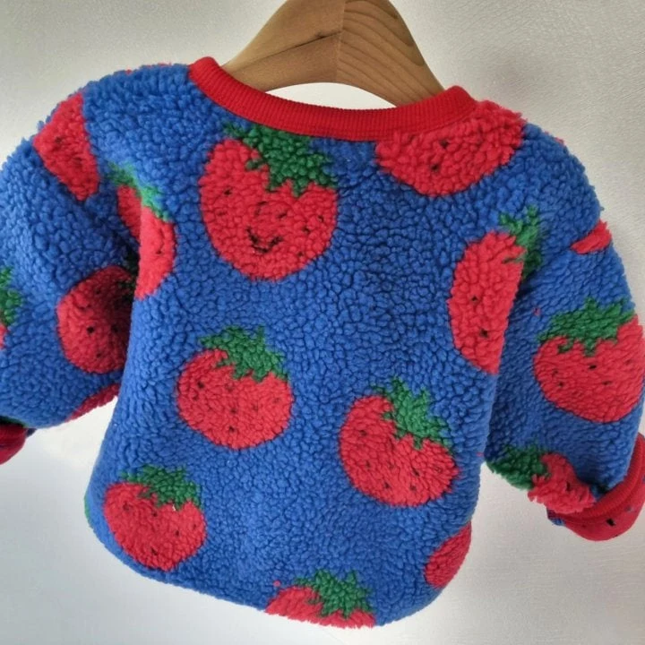 Hug Bebe - Korean Baby Fashion - #babywear - Fleece Strawberry Jacket - 7