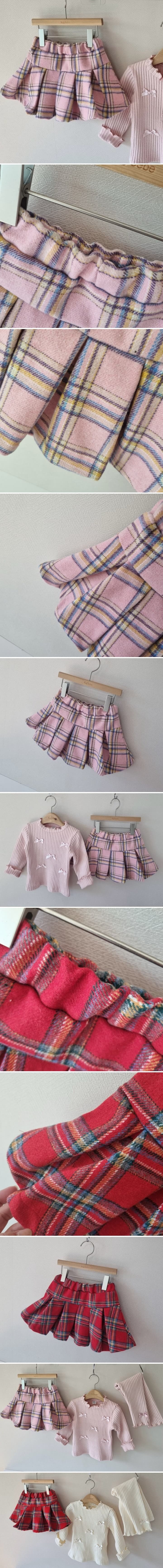 Hug Bebe - Korean Children Fashion - #minifashionista - Check Pleated Skirt