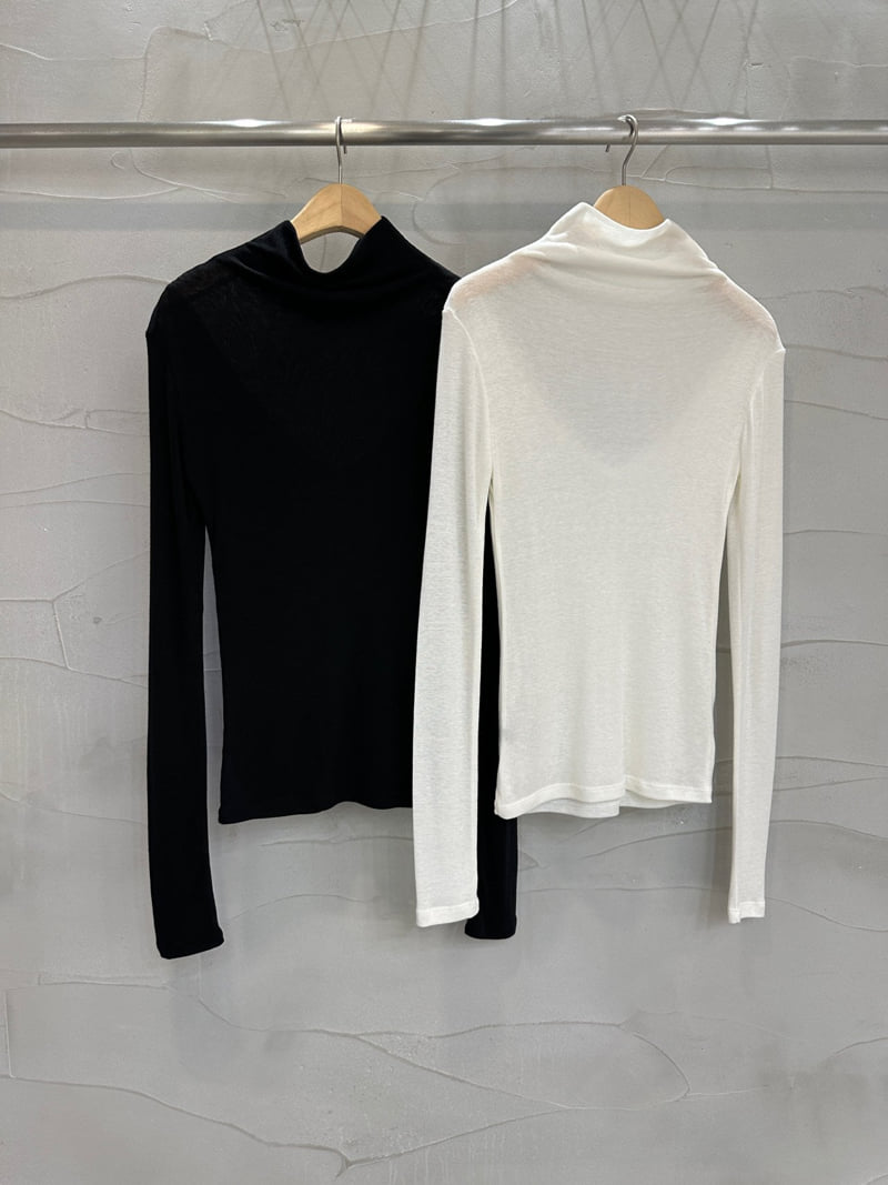 Inssense - Korean Women Fashion - #womensfashion - Wool Tencel Layered High Neck Long Sleeved Top - 4