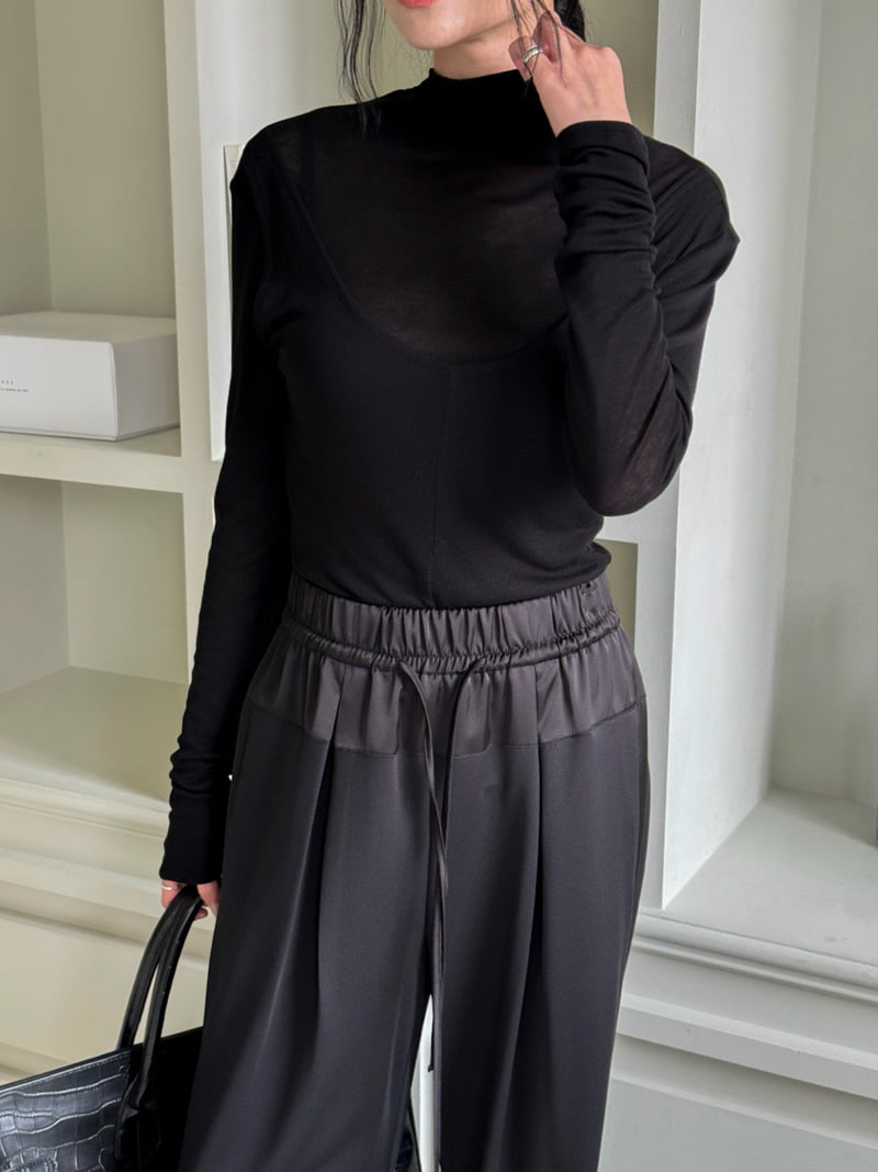 Inssense - Korean Women Fashion - #momslook - Wool Tencel Layered High Neck Long Sleeved Top - 5