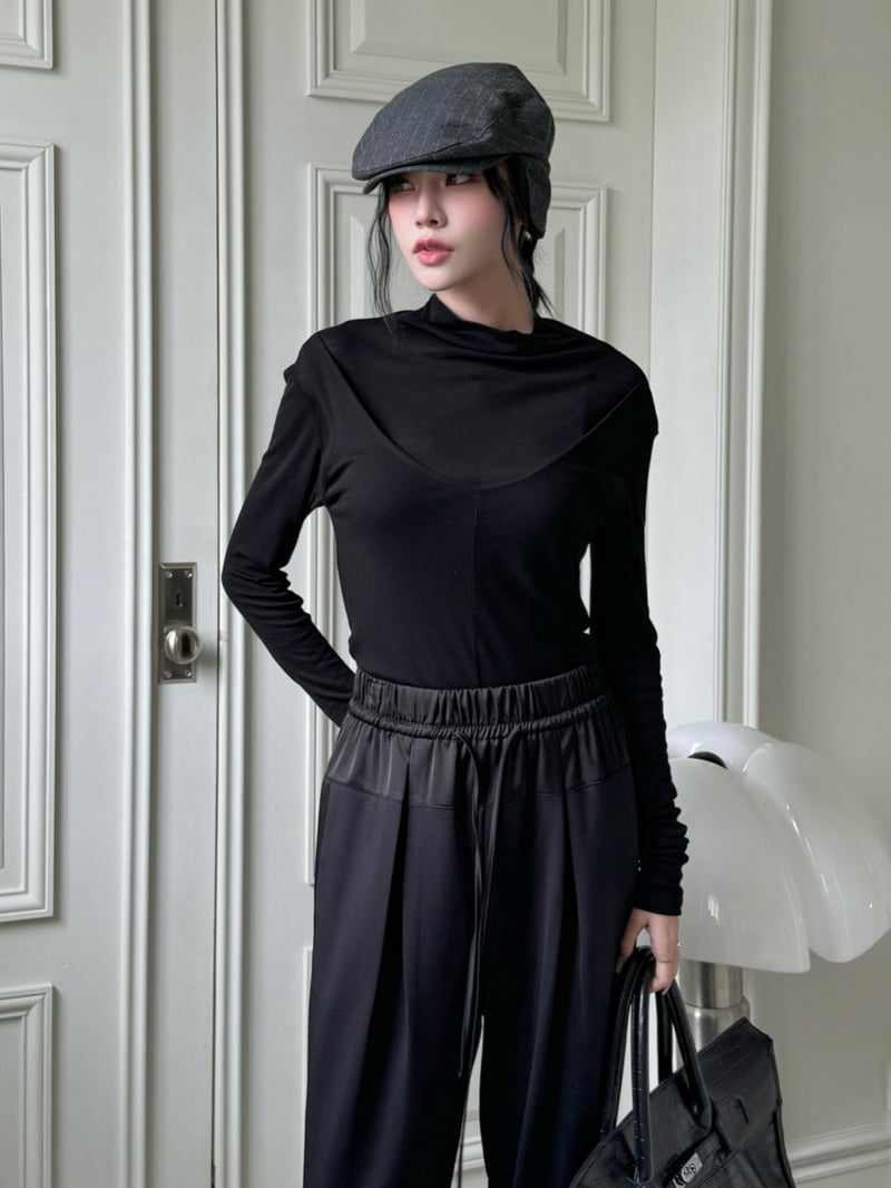 Inssense - Korean Women Fashion - #momslook - Wool Tencel Layered High Neck Long Sleeved Top - 6