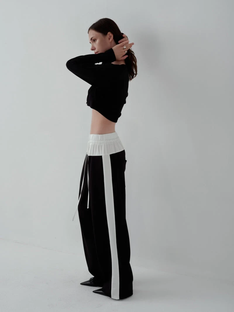 Inssense - Korean Women Fashion - #momslook - Silky Panel Drawstring Wide Track Pants - 10