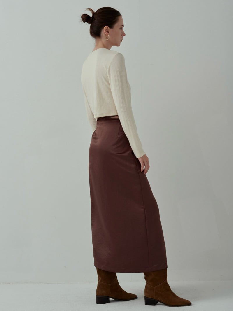 Inssense - Korean Women Fashion - #momslook - Silky Wrap Maxi Skirt - 5