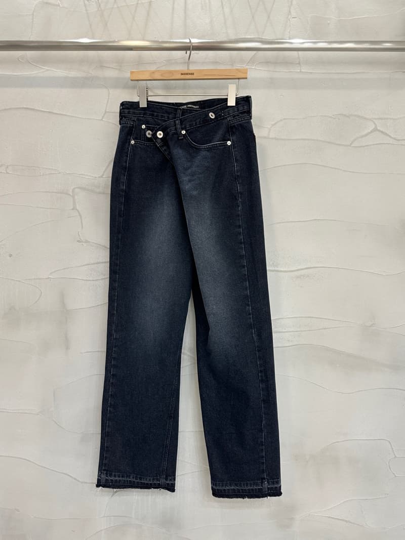 Inssense - Korean Women Fashion - #shopsmall - Unbalance Wrap Detail Wide Denim Pants - 9