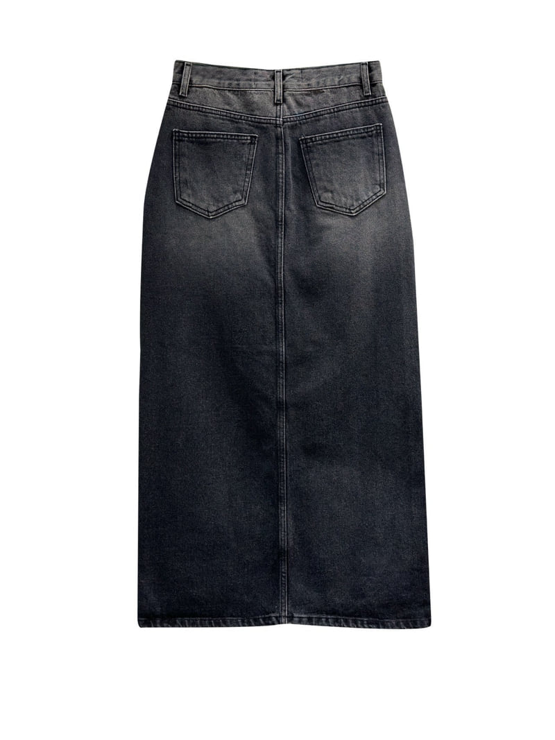 Inssense - Korean Women Fashion - #thelittlethings - Two Tone Front Slit Maxi Denim Skirt - 12