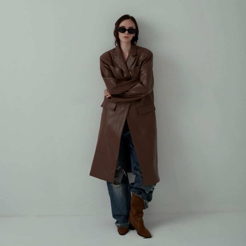 Inssense - Korean Women Fashion - #vintageinspired - Vega Leather Maxi Jacket - 4