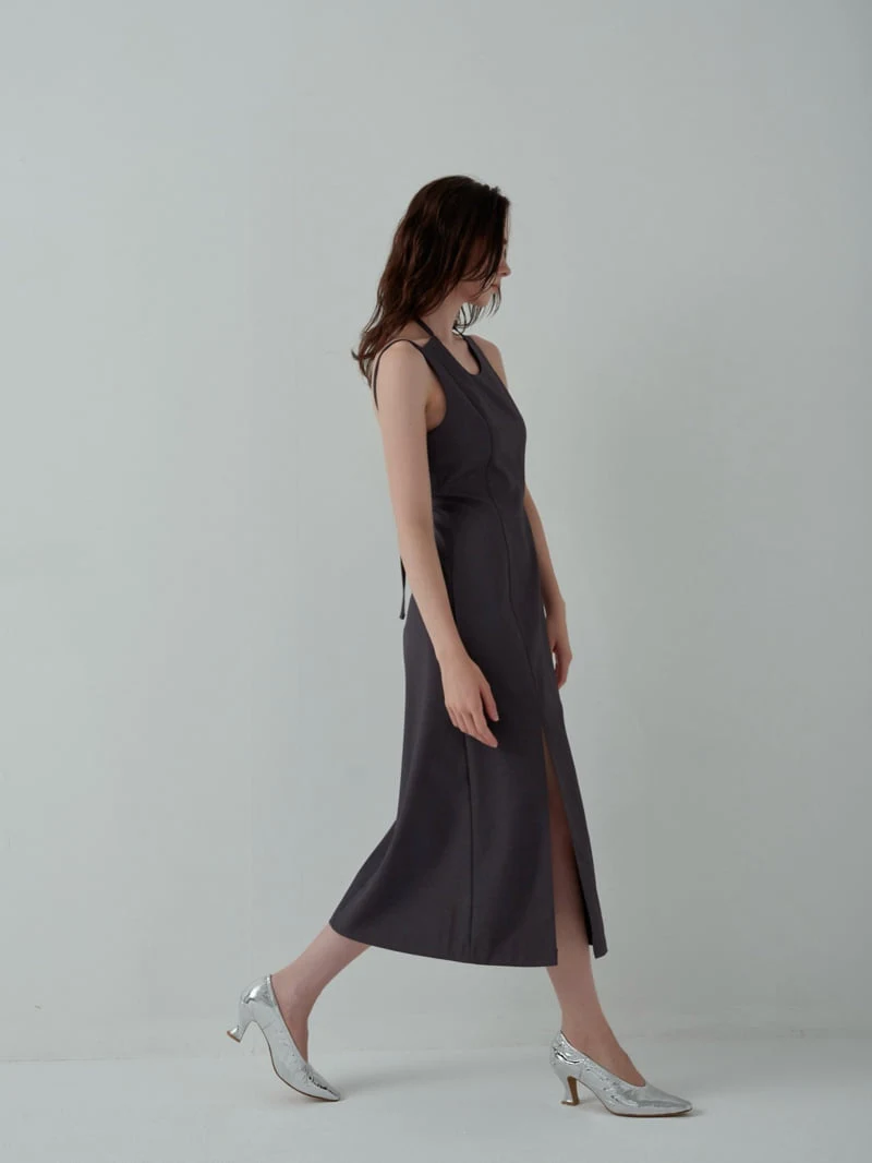 Inssense - Korean Women Fashion - #womensfashion - Double Strap One Slit Maxi Dress - 7