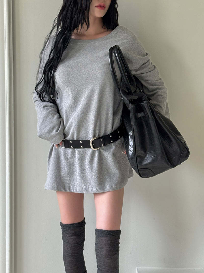 Inssense - Korean Women Fashion - #womensfashion - Oversized Backless Sweatshirt - 10