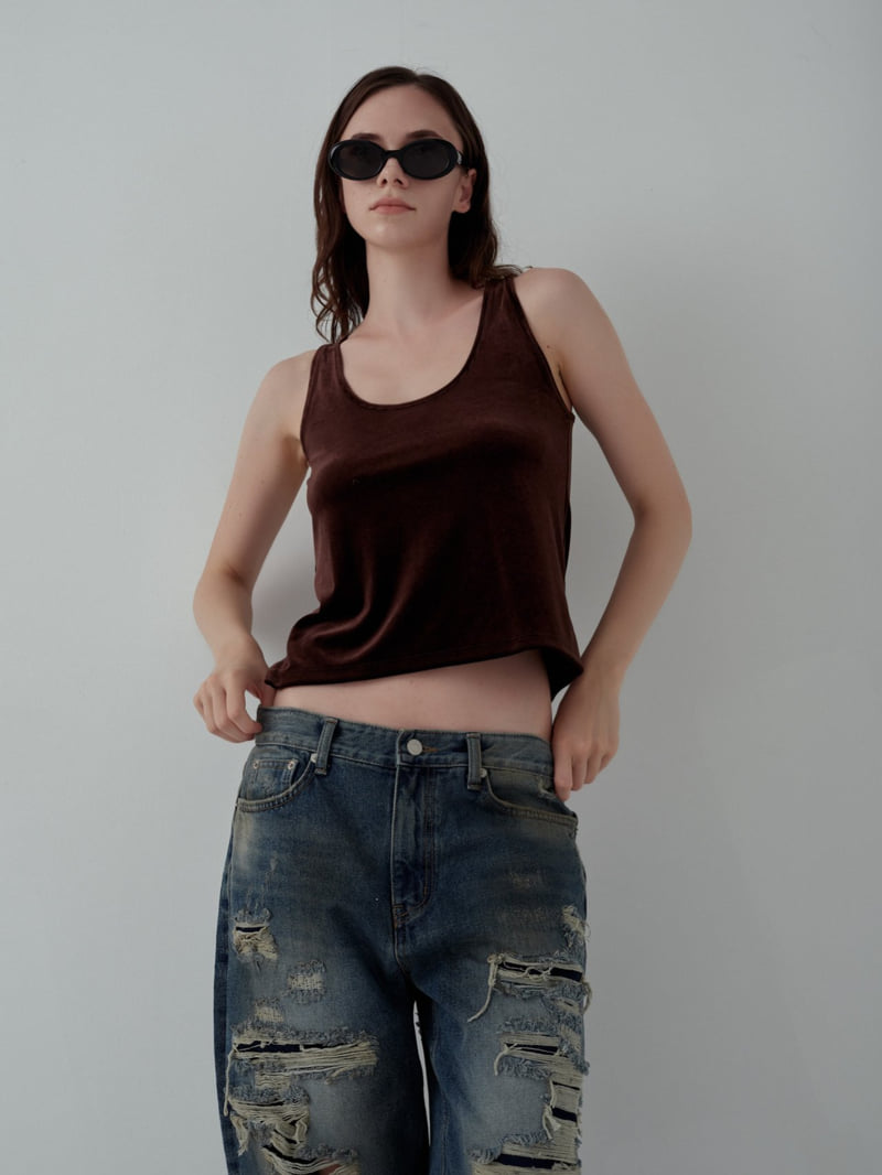 Inssense - Korean Women Fashion - #womensfashion - Velvet Two Way Sleeveless Top - 5