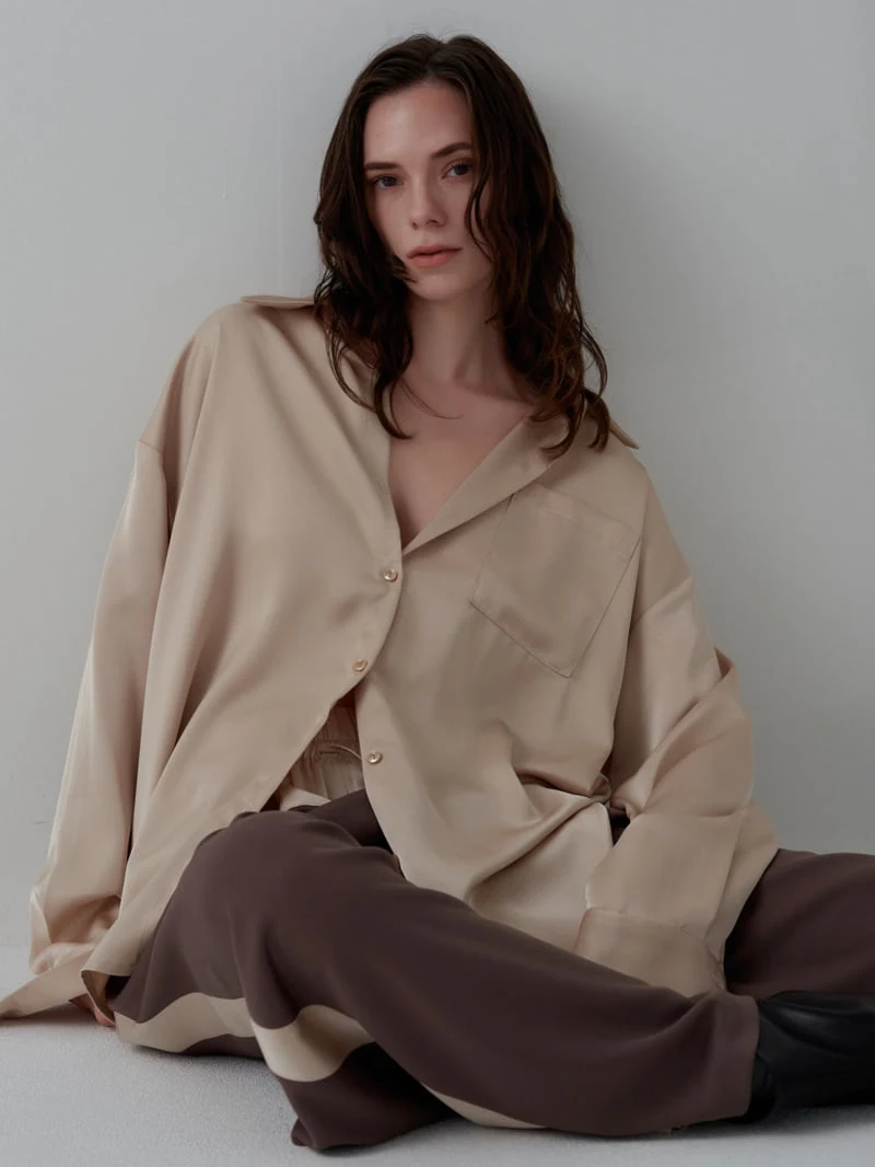 Inssense - Korean Women Fashion - #womensfashion - Oversized Silky Shirt