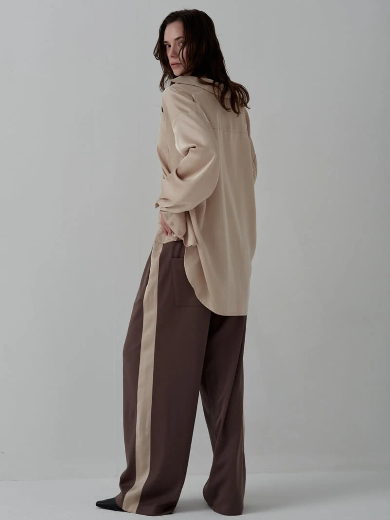 Inssense - Korean Women Fashion - #womensfashion - Oversized Silky Shirt - 5