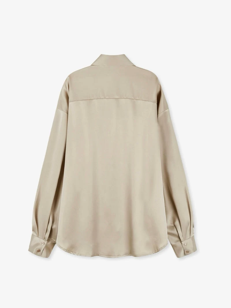 Inssense - Korean Women Fashion - #womensfashion - Oversized Silky Shirt - 7