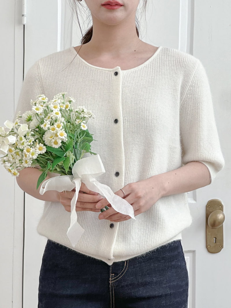 J dew - Korean Women Fashion - #thelittlethings - Raccoon Wool Short Sleeved Cardigan - 4