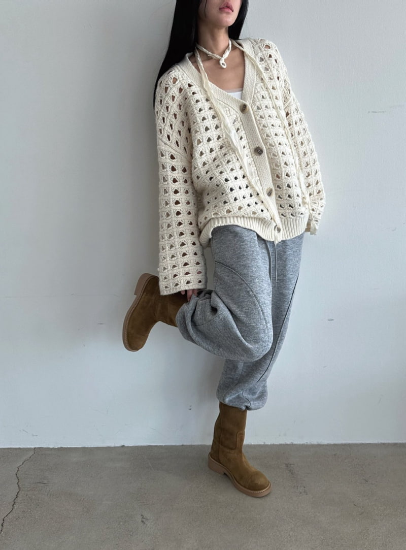 Jade Market - Korean Women Fashion - #momslook - Love Punching Knit Cardigan - 5