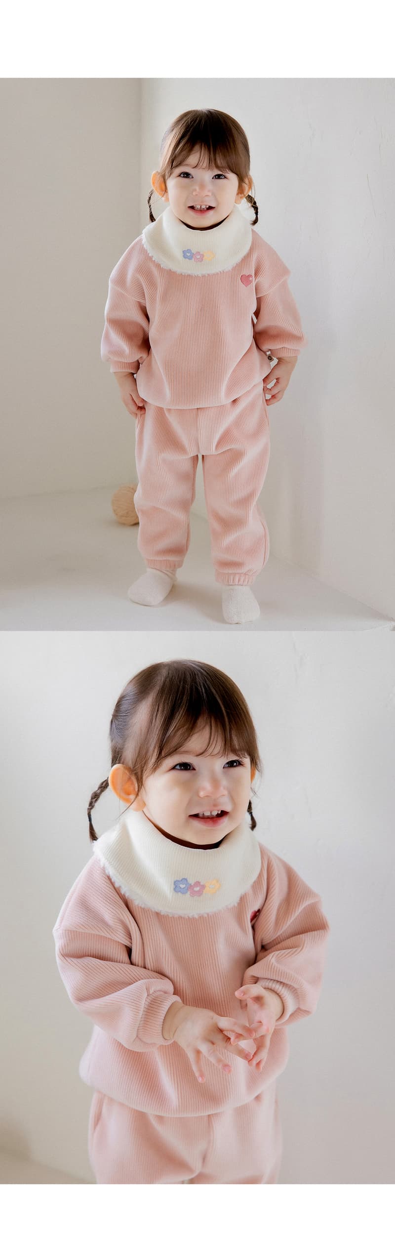 Kids Clara - Korean Baby Fashion - #babyfever - AMIGO Double Velour Baby Set Pink - 5