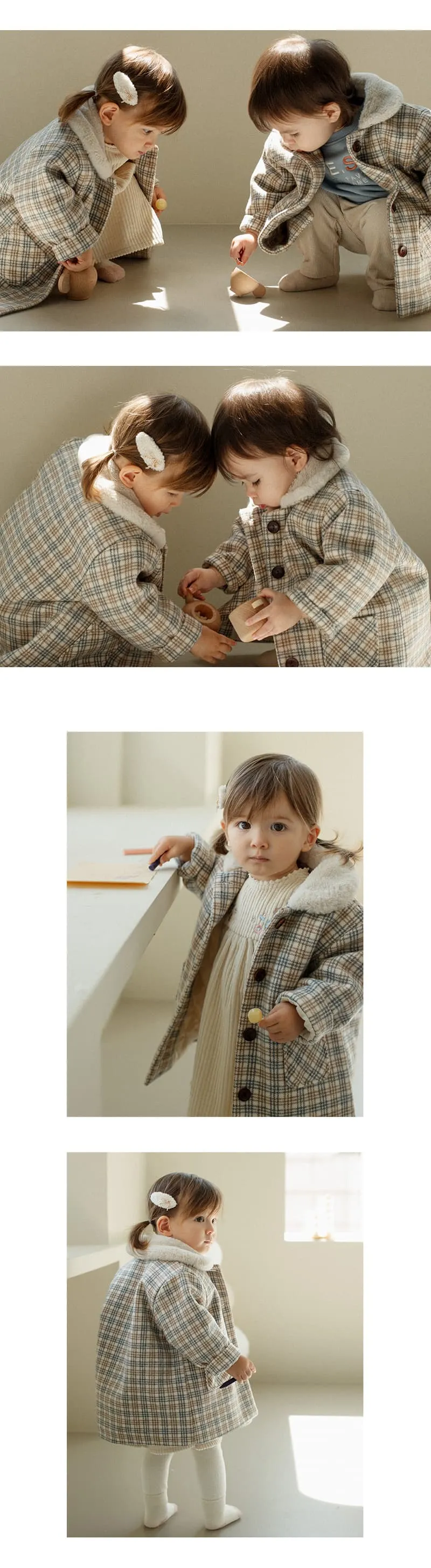 Kids Clara - Korean Baby Fashion - #babygirlfashion - Check Quilting Baby Coat - 3