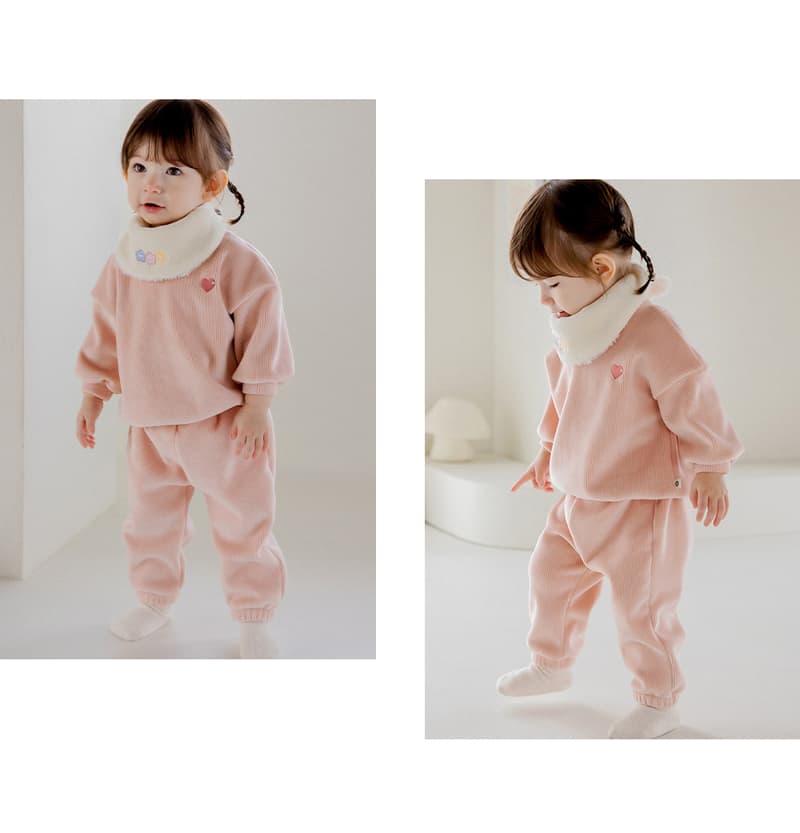 Kids Clara - Korean Baby Fashion - #babygirlfashion - AMIGO Double Velour Baby Set Pink - 6