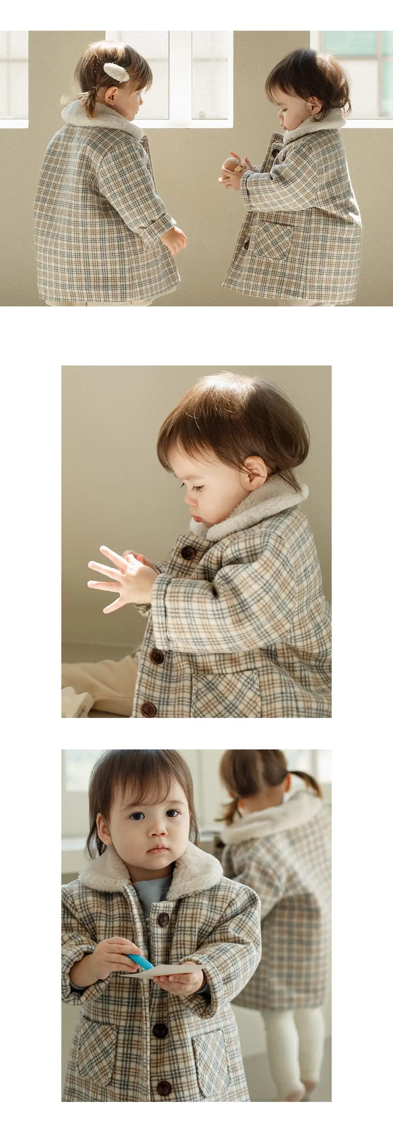 Kids Clara - Korean Baby Fashion - #babygirlfashion - Check Quilting Baby Coat - 4