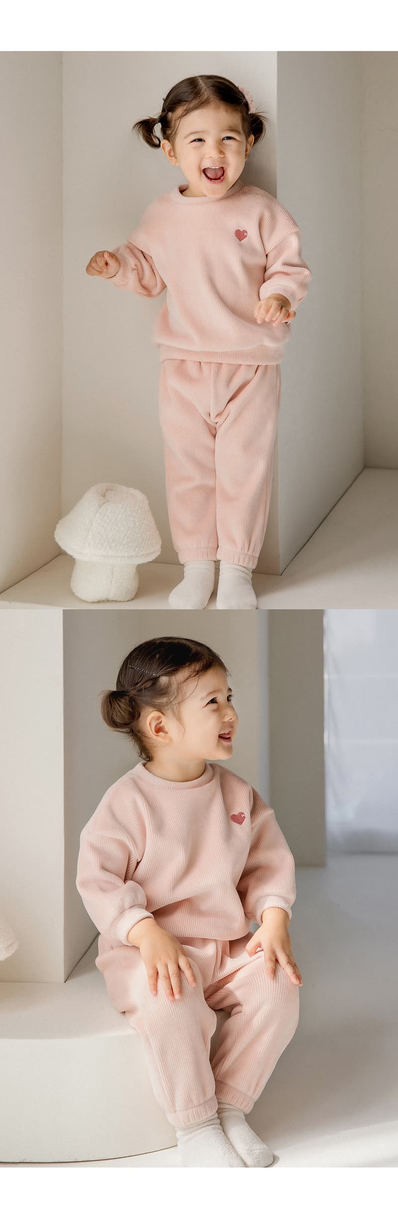 Kids Clara - Korean Baby Fashion - #babyoninstagram - AMIGO Double Velour Baby Set Pink - 8