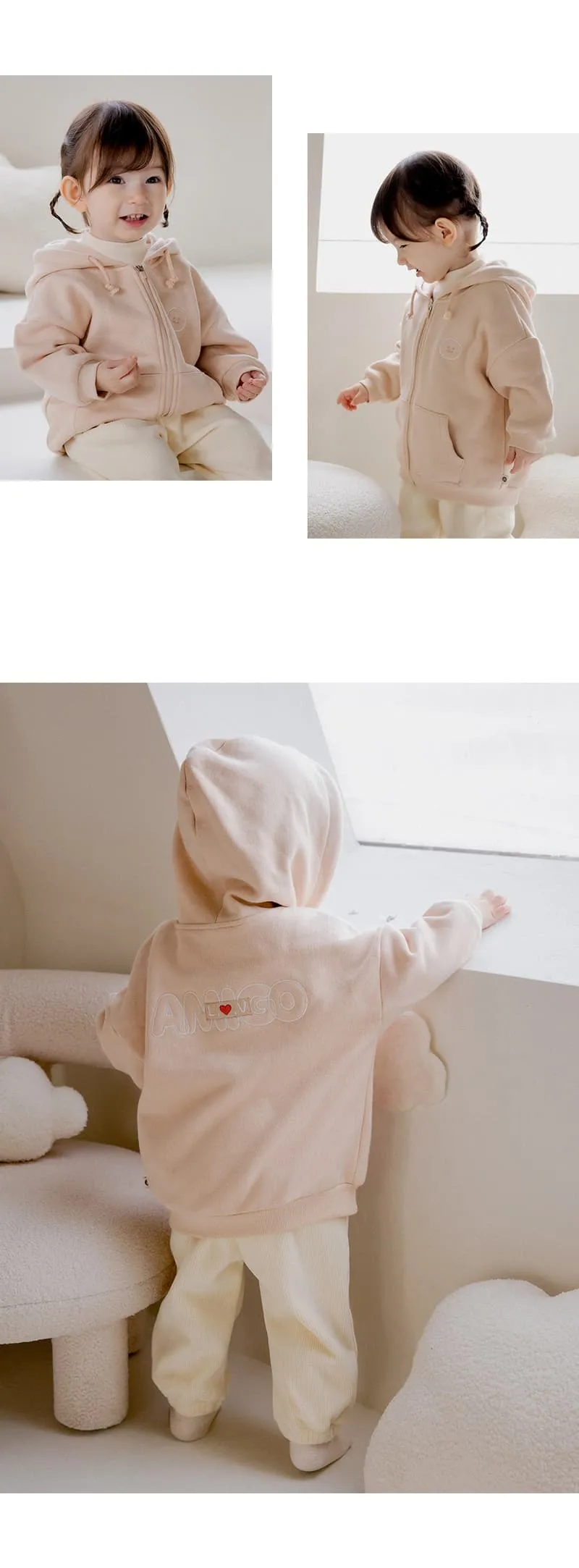 Kids Clara - Korean Baby Fashion - #babyoninstagram - Hood Fleece Baby Zip-up - 4