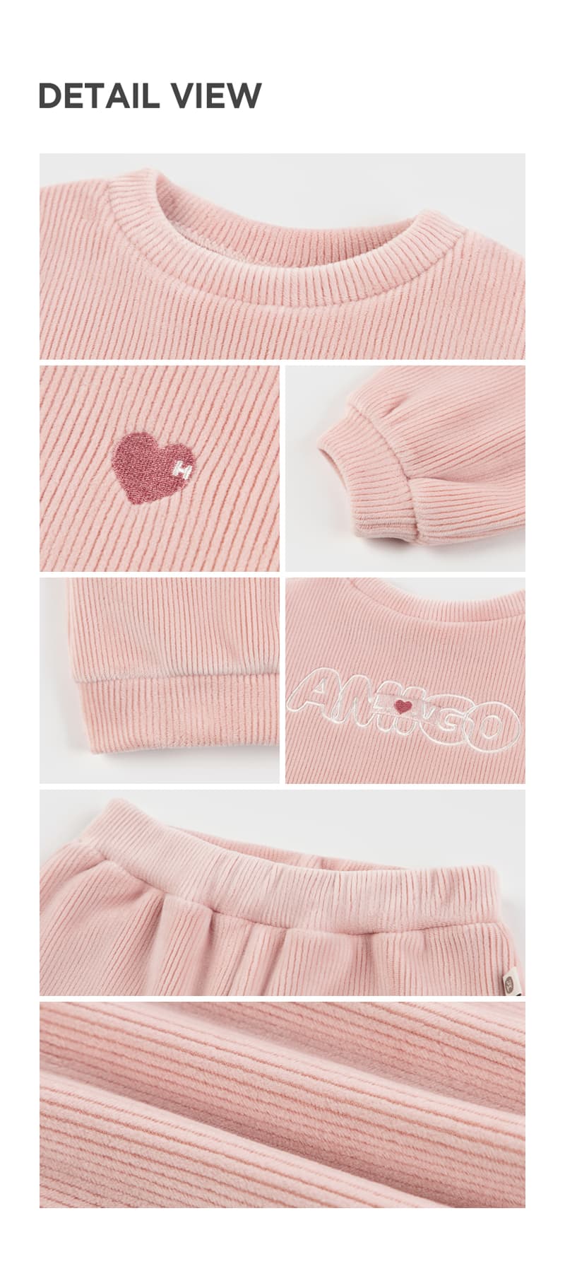 Kids Clara - Korean Baby Fashion - #babyootd - AMIGO Double Velour Baby Set Pink - 9