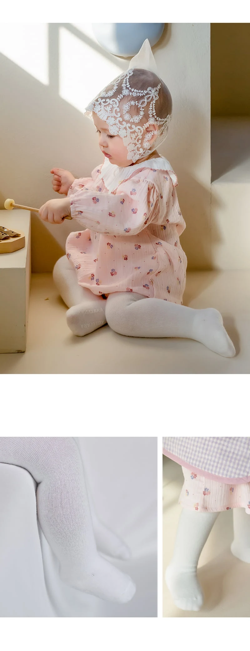 Kids Clara - Korean Baby Fashion - #babyoutfit - Happy Plain Baby Tights (set of 5) - 5