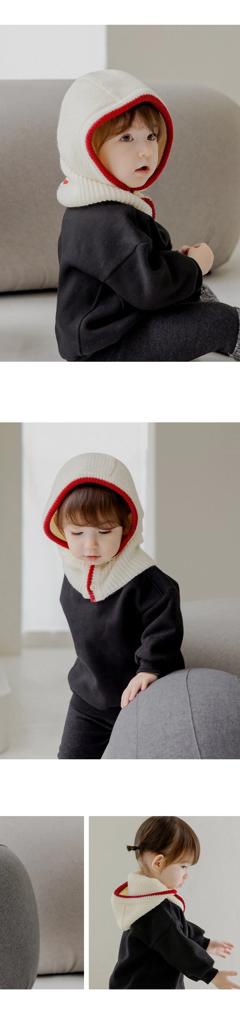 Kids Clara - Korean Baby Fashion - #babyoutfit - Pebble Knit Baby Balaclava - 2