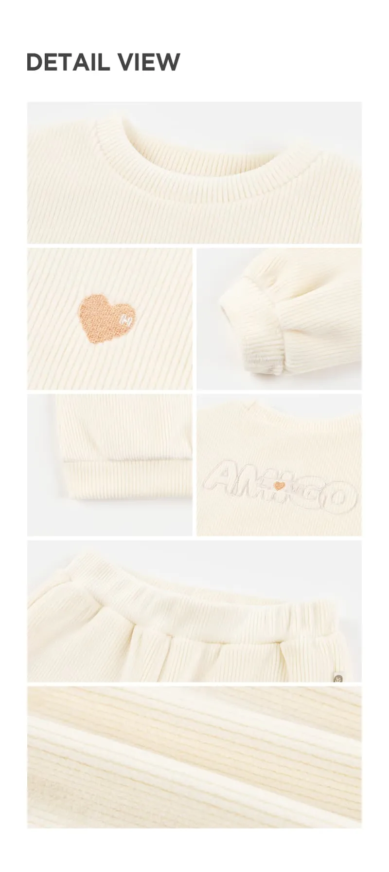 Kids Clara - Korean Baby Fashion - #babyoutfit - AMIGO Double Velour Baby Set Cream - 10