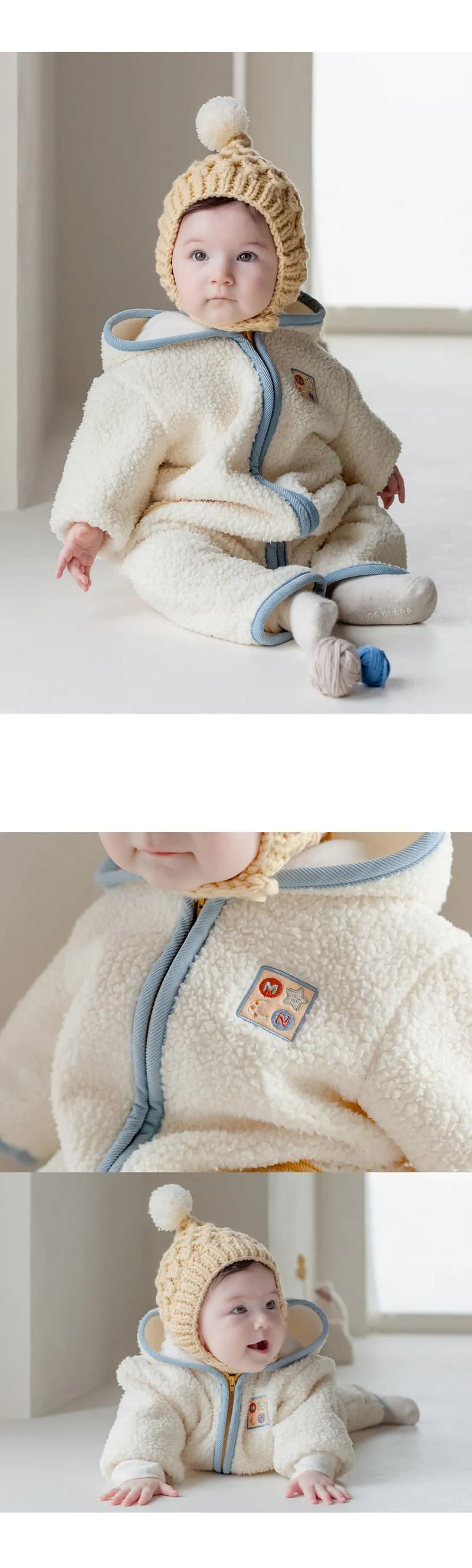 Kids Clara - Korean Baby Fashion - #babyoutfit - Aren Fleece Coveralls - 4