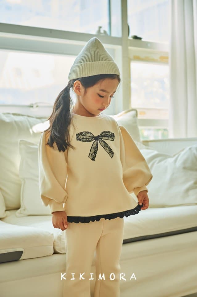 Kikimora - Korean Children Fashion - #Kfashion4kids - Ribbon Lace Sweatshirt - 2