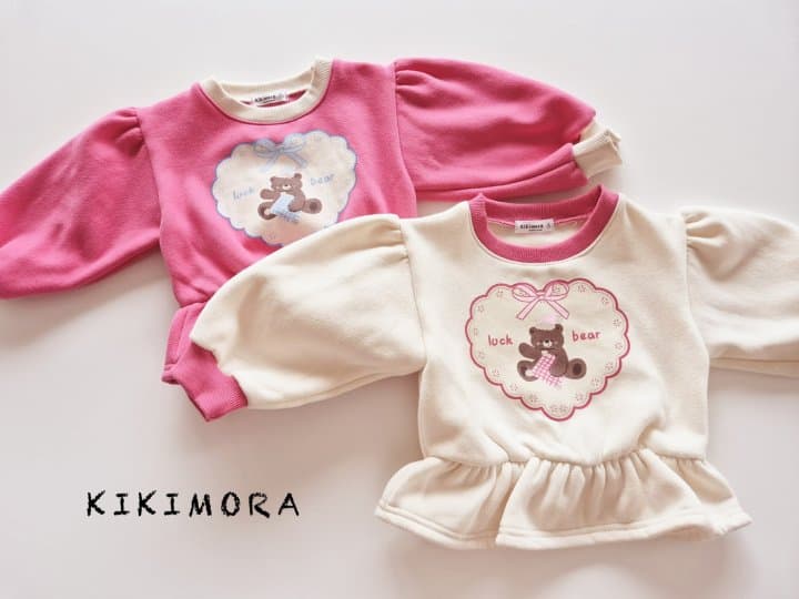 Kikimora - Korean Children Fashion - #kidsstore - Bear Heart Shirring Tee - 12