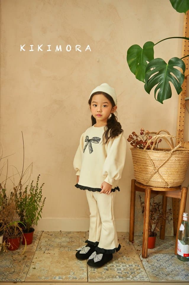 Kikimora - Korean Children Fashion - #kidzfashiontrend - Ribbon Lace Sweatshirt