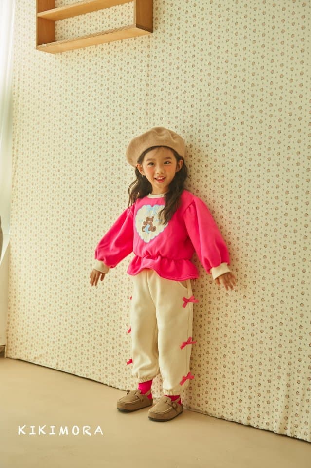 Kikimora - Korean Children Fashion - #minifashionista - Bear Heart Shirring Tee - 3