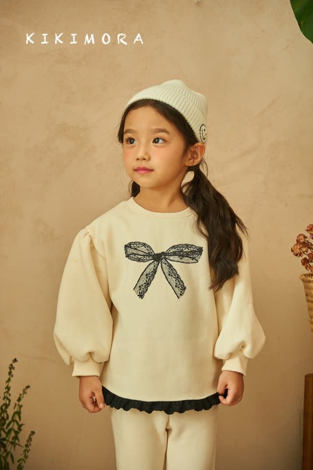 Kikimora - Korean Children Fashion - #toddlerclothing - Ribbon Lace Sweatshirt - 8