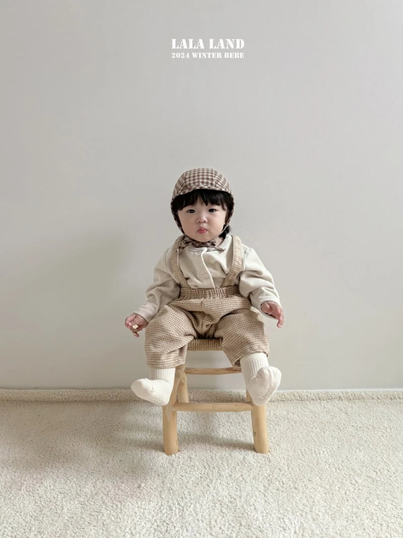 Lalaland - Korean Baby Fashion - #babygirlfashion - Check Suspender Pants - 9