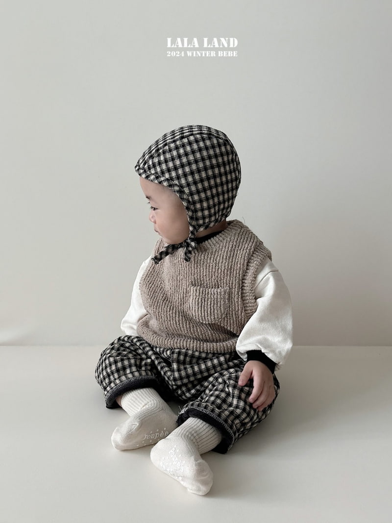 Lalaland - Korean Baby Fashion - #babyoninstagram - Fleece Check Bonnet - 10