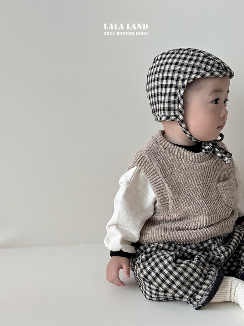 Lalaland - Korean Baby Fashion - #babyootd - Fleece Check Bonnet - 11