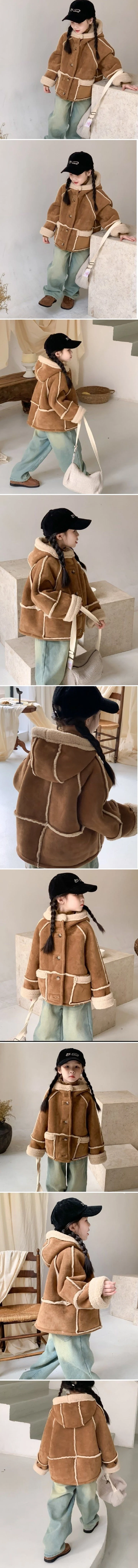 Little Rabbit - Korean Children Fashion - #childofig - Camel Hood Shearling Jacket