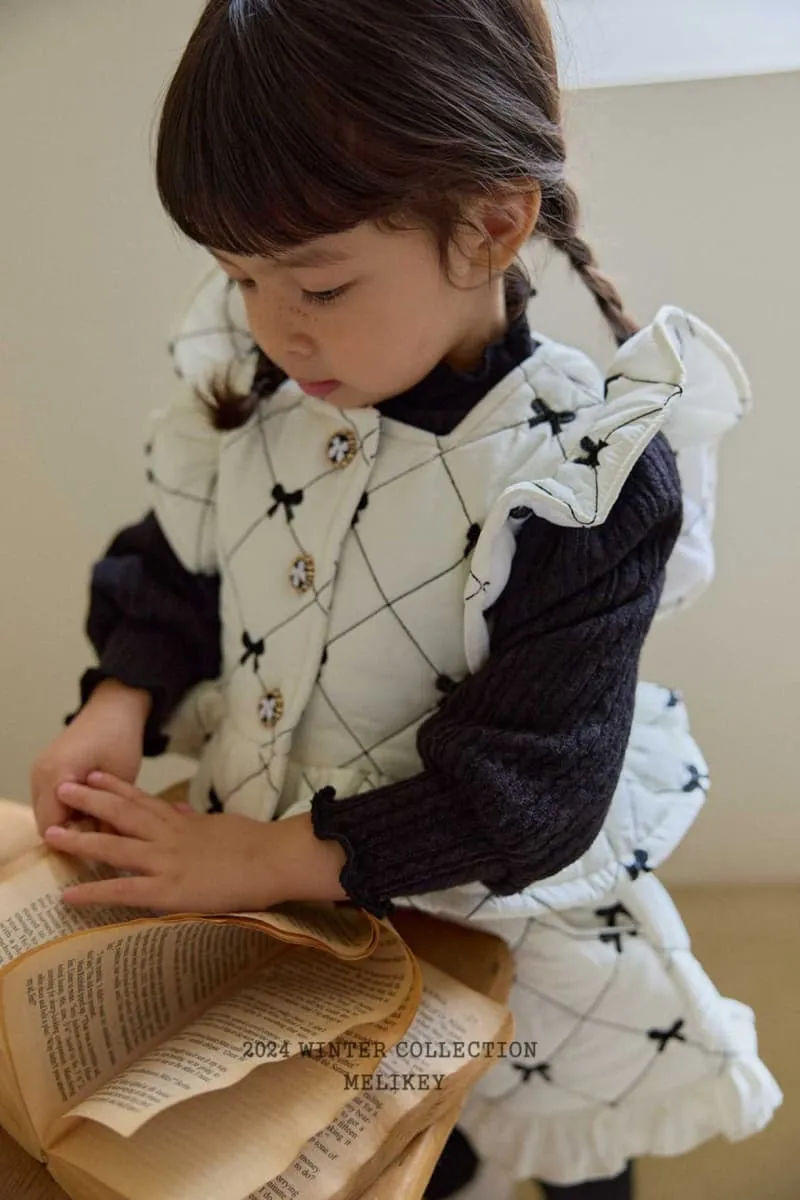 Melikey - Korean Children Fashion - #fashionkids - Ribbon Quilted Vest - 2